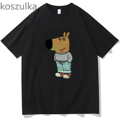 Chill Guy Dog Print T-Shirt Unisex Fashion Casual Tops Fans Gift APT O-Neck Short Sleeves Casual Hip Hop Summer Pure Cotton Tees