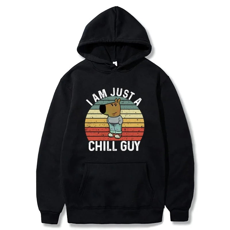 I'm Just A Chill Guy Dog Meme Hoodies 2024 Christmas Gift Hooded Sweatshirt Soft Unisex Pullovers Hoody