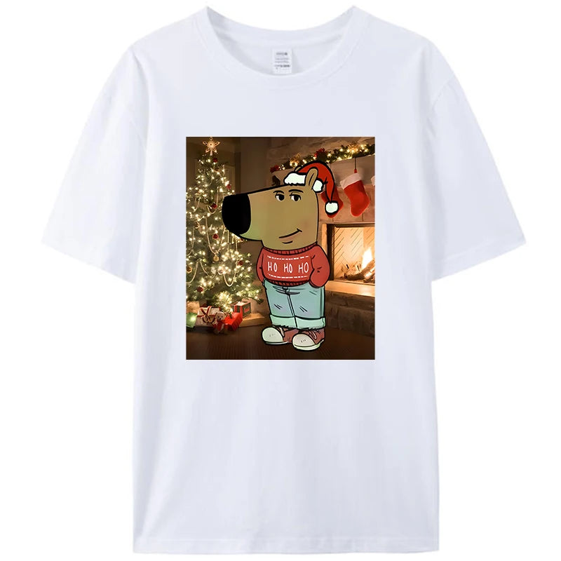 Funny Chill Guy Meme Costume Christmas Men's Women T-Shirt Xmas Clothing Casual Cotton Short Sleeve Tee Shirts Novelty Gift Tops