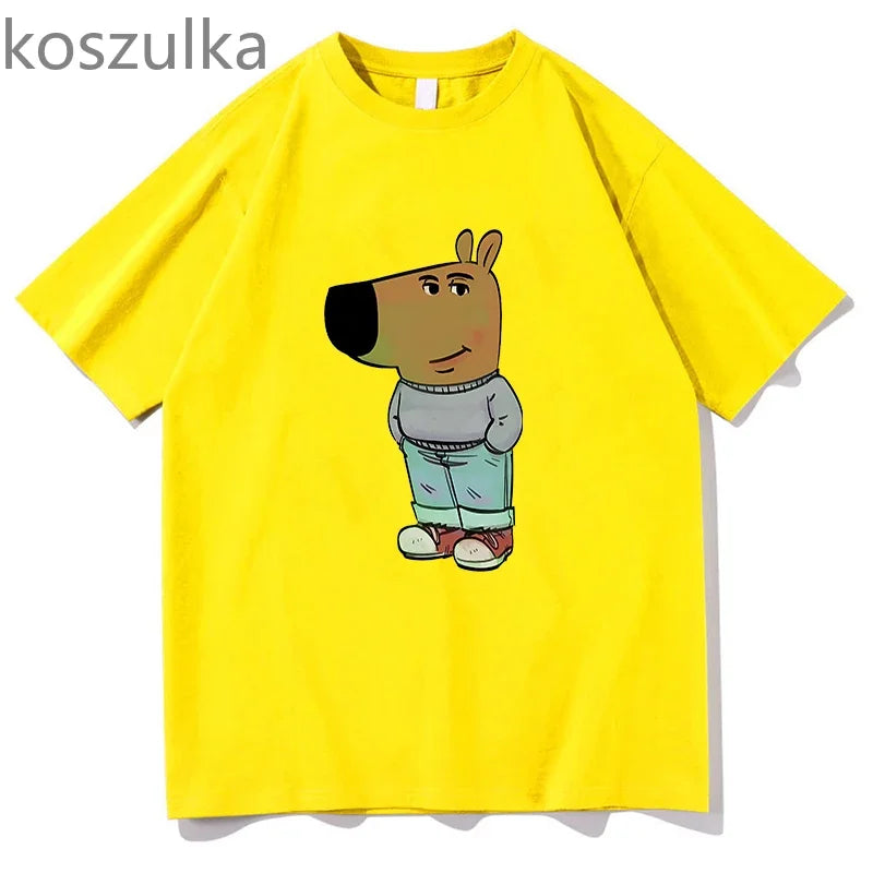 Chill Guy Dog Print T-Shirt Unisex Fashion Casual Tops Fans Gift APT O-Neck Short Sleeves Casual Hip Hop Summer Pure Cotton Tees