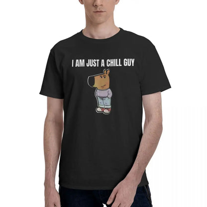 Men I Am Just A Chill Guy Coin Funny Meme T Shirt Vintage Plus Size O-neck Cotton Sleeve Custom Anime Shirt