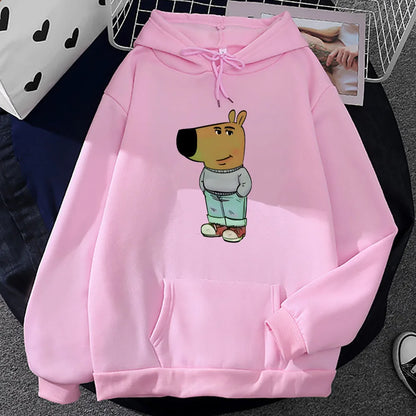 Chill Guy Hoodies Cartoon Funny Graphic Printing Sweatshirts Hooded Winter Long Sleeve Male Sudaderas Comfortable Men/Women Tops