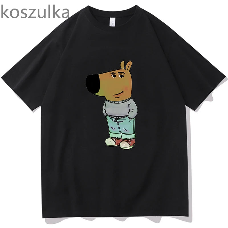 Chill Guy Dog Print T-Shirt Unisex Fashion Casual Tops Fans Gift APT O-Neck Short Sleeves Casual Hip Hop Summer Pure Cotton Tees