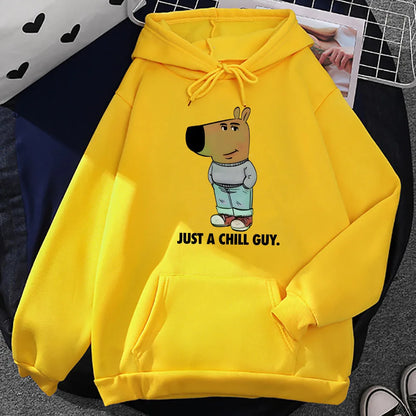 Just A Chill Guy Printing Hoodies Sudaderas Unisex Funny Cartoon Graphic Sweatshirts Long Sleeve Men/Women Winter Pullovers Male