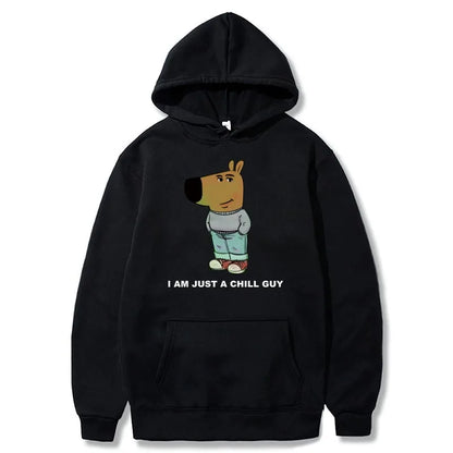 I'm Just A Chill Guy Dog Meme Hoodies 2024 Christmas Gift Hooded Sweatshirt Soft Unisex Pullovers Hoody