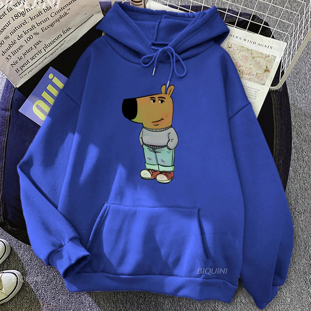 Chill Guy Hoodies Cartoon Funny Graphic Printing Sweatshirts Hooded Winter Long Sleeve Male Sudaderas Comfortable Men/Women Tops