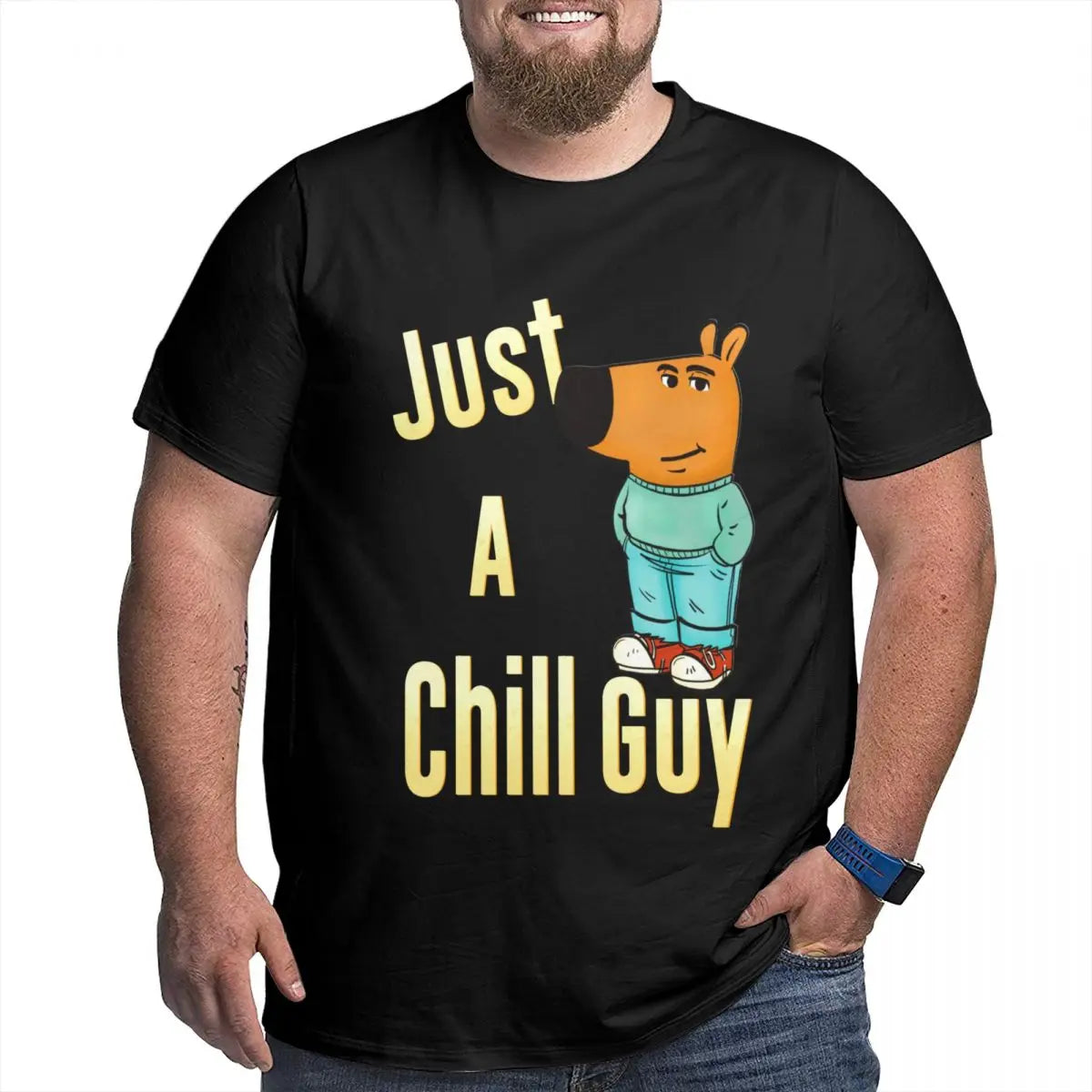 Men I Am Just A Chill Guy Fun Coin Meme T Shirt Vintage Big Size Cotton Crewneck Sleeve Custom Men T Shirt