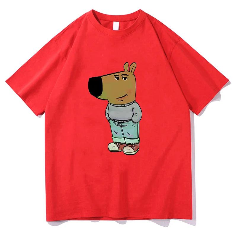 Chill Guy Dog Print T-Shirt Unisex Fashion Casual Tops Fans Gift APT O-Neck Short Sleeves Casual Hip Hop Summer Pure Cotton Tees