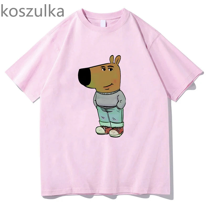 Chill Guy Dog Print T-Shirt Unisex Fashion Casual Tops Fans Gift APT O-Neck Short Sleeves Casual Hip Hop Summer Pure Cotton Tees