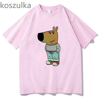 Chill Guy Dog Print T-Shirt Unisex Fashion Casual Tops Fans Gift APT O-Neck Short Sleeves Casual Hip Hop Summer Pure Cotton Tees