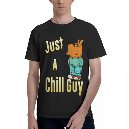 Men I Am Just A Chill Guy Fun Coin Meme T Shirt Vintage Big Size Cotton Crewneck Sleeve Custom Men T Shirt