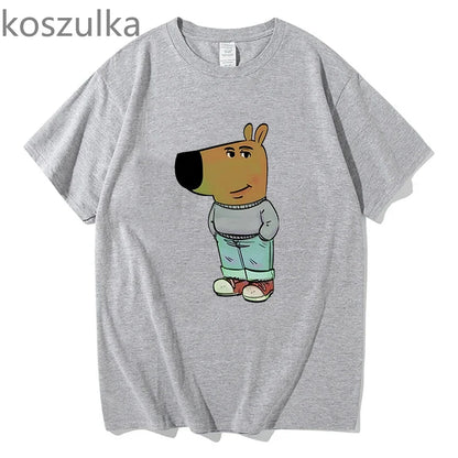 Chill Guy Dog Print T-Shirt Unisex Fashion Casual Tops Fans Gift APT O-Neck Short Sleeves Casual Hip Hop Summer Pure Cotton Tees