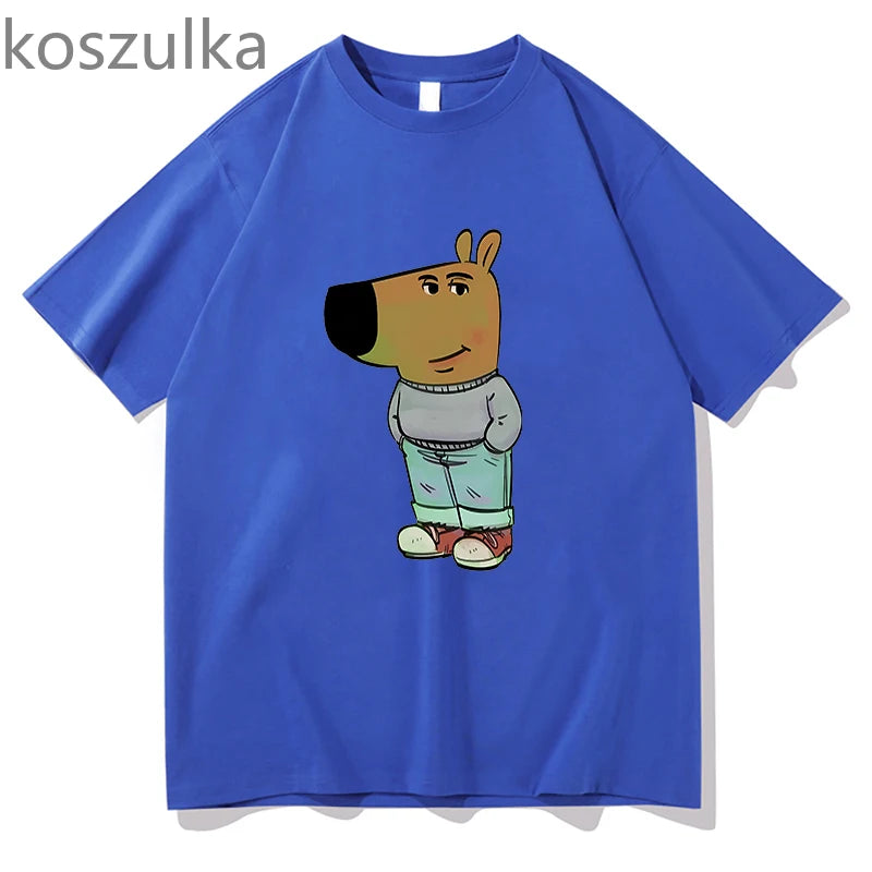 Chill Guy Dog Print T-Shirt Unisex Fashion Casual Tops Fans Gift APT O-Neck Short Sleeves Casual Hip Hop Summer Pure Cotton Tees