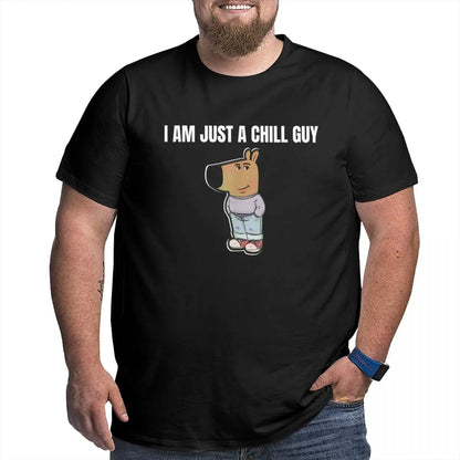 Men I Am Just A Chill Guy Coin Funny Meme T Shirt Vintage Plus Size O-neck Cotton Sleeve Custom Anime Shirt