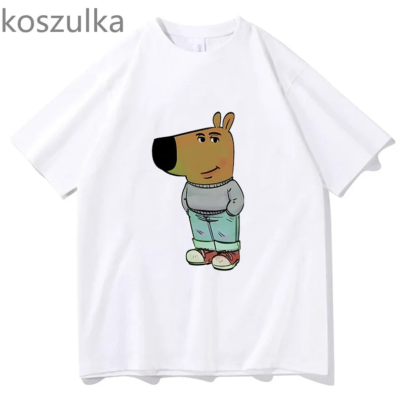 Chill Guy Dog Print T-Shirt Unisex Fashion Casual Tops Fans Gift APT O-Neck Short Sleeves Casual Hip Hop Summer Pure Cotton Tees