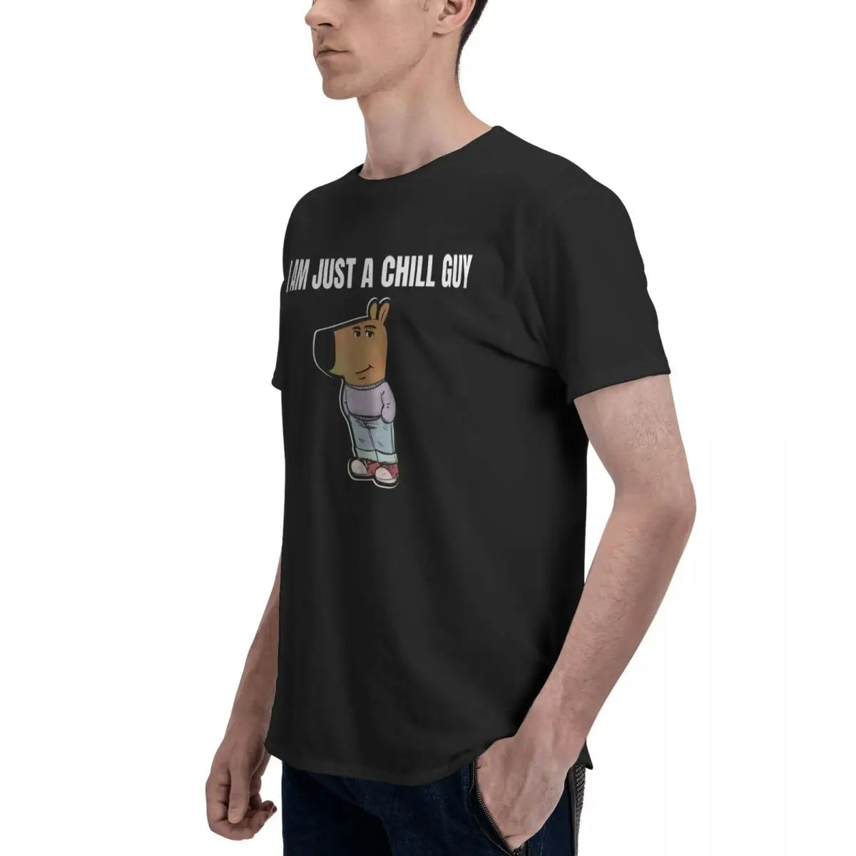 Men I Am Just A Chill Guy Coin Funny Meme T Shirt Vintage Plus Size O-neck Cotton Sleeve Custom Anime Shirt