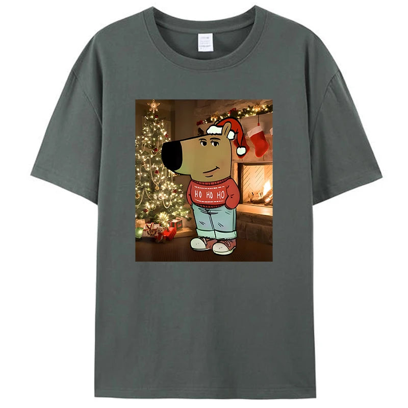 Funny Chill Guy Meme Costume Christmas Men's Women T-Shirt Xmas Clothing Casual Cotton Short Sleeve Tee Shirts Novelty Gift Tops